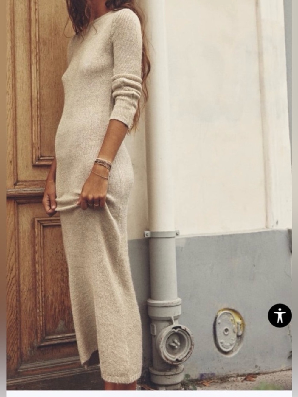 Zara italic thread knit long sleeve maxi dress